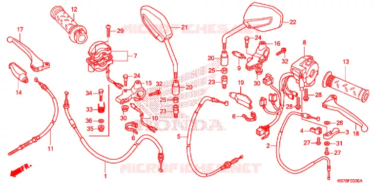 LEVIER DE GUIDON - CABLE - COMMODO Honda MOTO 125 CBF 2016  CBF125MG