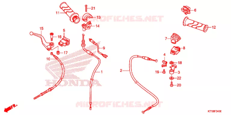 LEVIER DE GUIDON - CABLE - COMMODO Honda MOTO 110 WAVE 2018  AFS110MCSJ
