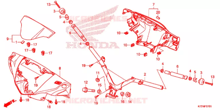GUIDON - CARENAGE (AFS125MCSK/MCRK) Honda MOTO 125 WAVE 2019  AFS125MCRK