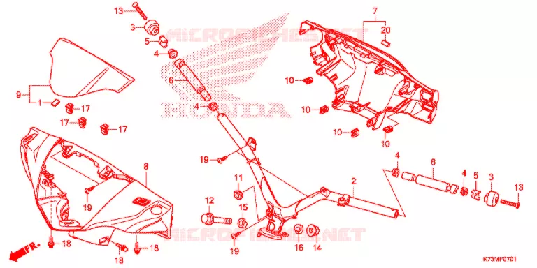 GUIDON - CARENAGE (AFS125MCSK/MCRK) Honda MOTO 125 WAVE 2018  AFS125MCSK