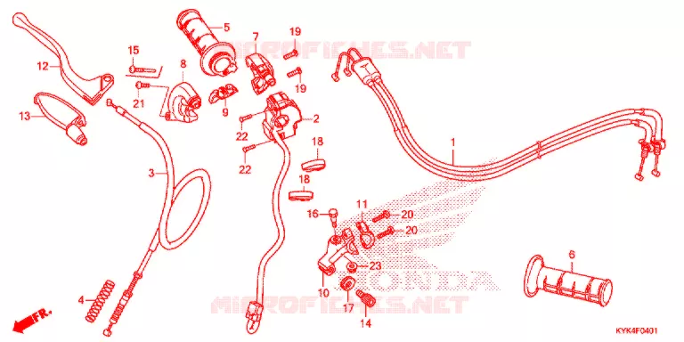 LEVIER DE GUIDON - CABLE - COMMODO (CRF110F'19-) Honda MOTO 110 CRF 2020  CRF110FL
