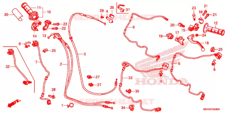 LEVIER DE GUIDON - CABLE - COMMODO Honda MOTO 450 CRF 2019  CRF450RWEK