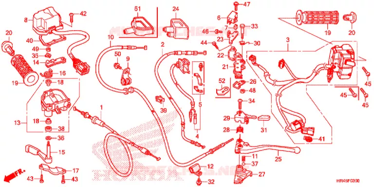 LEVIER DE GUIDON - CABLE - COMMODO Honda ATV 520 FOURTRAX 2021  TRX520FM1L
